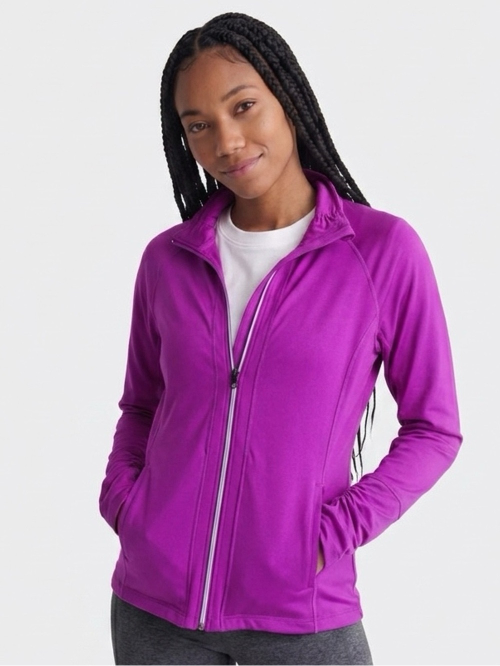 Reebok‎ - Women’s Fuchsia Full‑Zip Active Jacket - Stretch Fit - Size Large